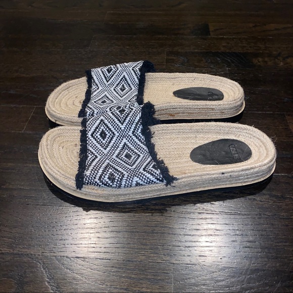 ASOS Raffia and Espadrille Black & White Sandals - Picture 3 of 5
